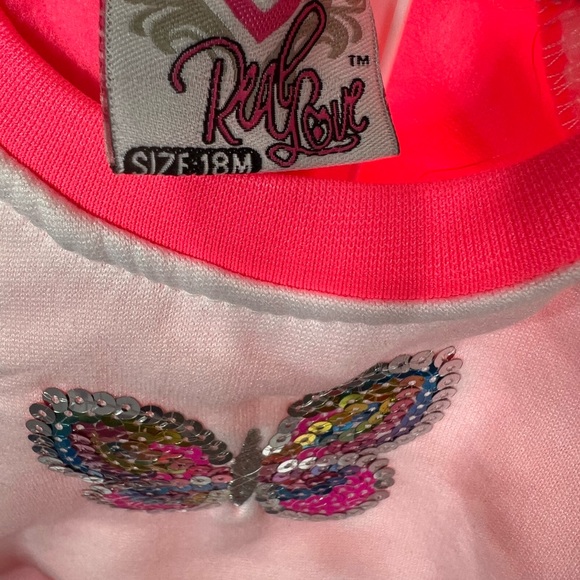 Real Love Girls Size 18 Pink/Grey Butterfly Quilted Joggers Outfit Set - 2 Piece - Picture 3 of 6